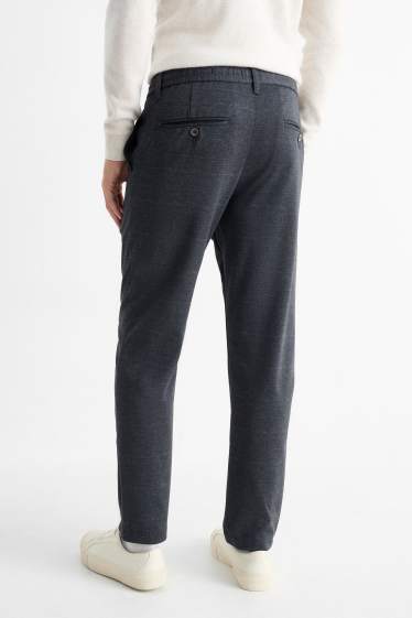 Pánské - Kalhoty chino - tapered fit - kostkované - tmavošedá