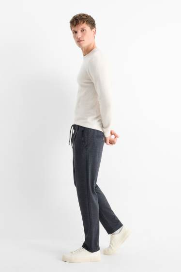 Pánské - Kalhoty chino - tapered fit - kostkované - tmavošedá