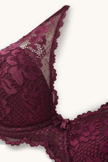 Women - Underwire bra - PLUNGE - padded - purple