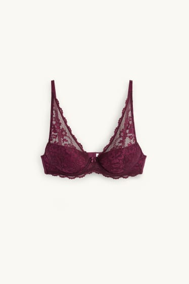 Women - Underwire bra - PLUNGE - padded - purple