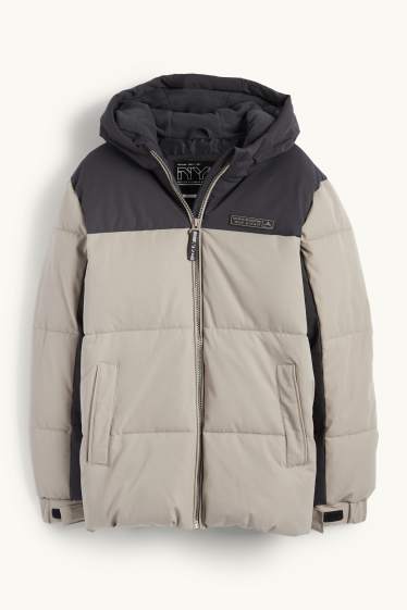 Kinder Jungen - Steppjacke mit Kapuze - grau