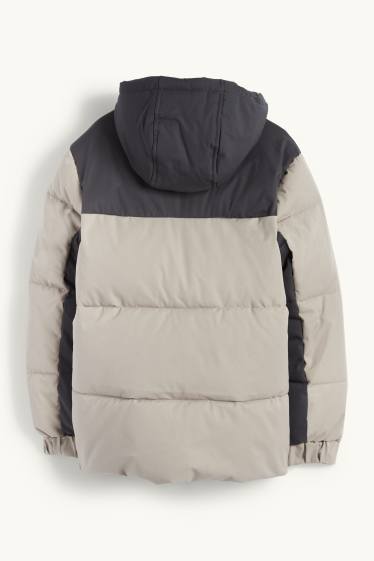 Kinder Jungen - Steppjacke mit Kapuze - grau