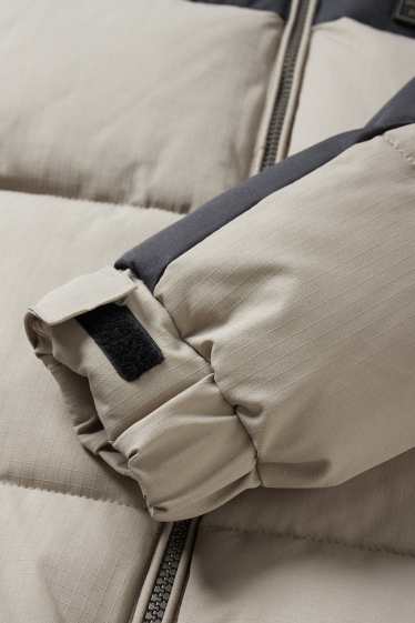 Kinder Jungen - Steppjacke mit Kapuze - grau