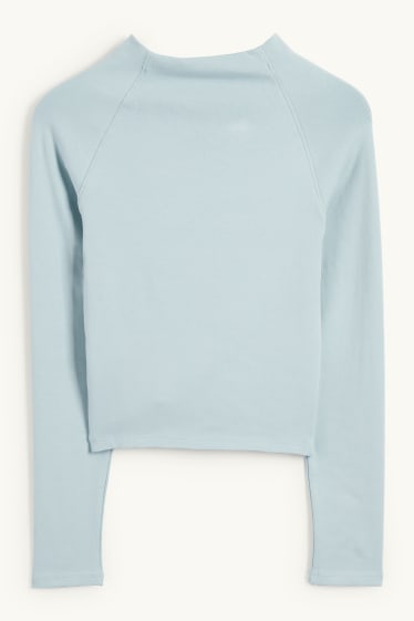 Dames - Longsleeve - fijne ribstof - lichtblauw