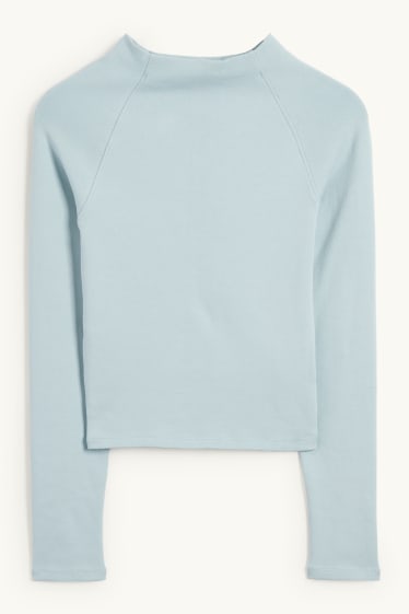 Dames - Longsleeve - fijne ribstof - lichtblauw