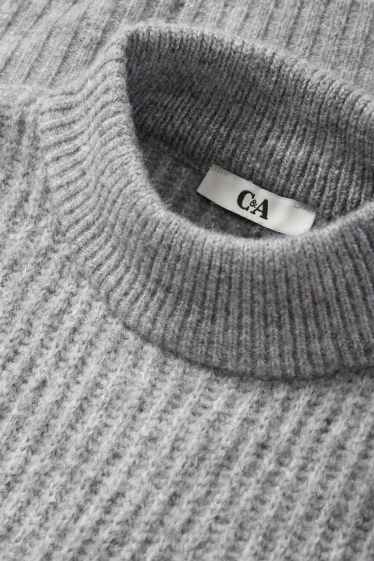 Dona - Jersei crop amb coll alçat - canalé - gris