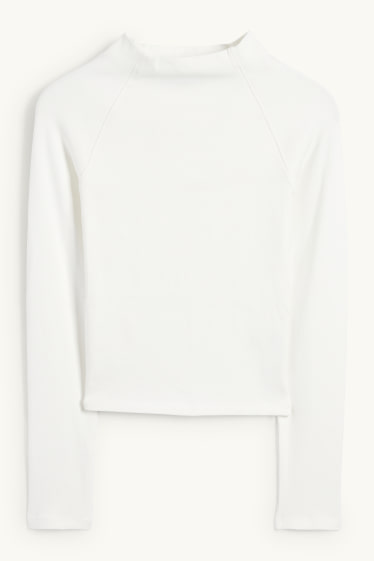 Women - Long sleeve top - skinny rib - white