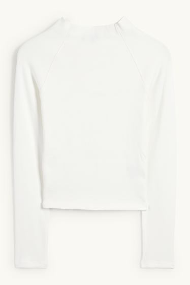 Women - Long sleeve top - skinny rib - white