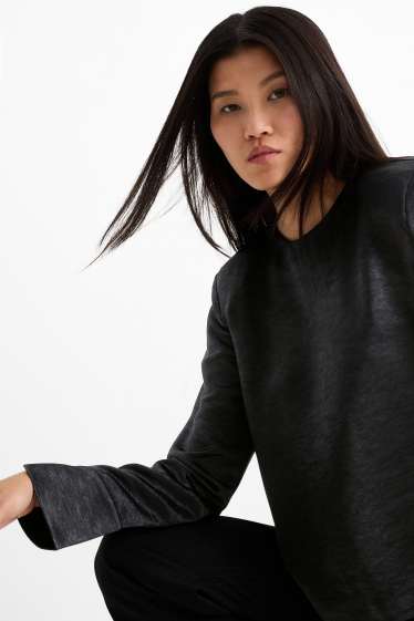 Damen - Bluse - glänzend - schwarz