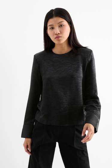 Damen - Bluse - glänzend - schwarz