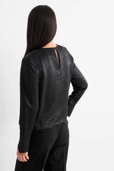 Damen - Bluse - glänzend - schwarz