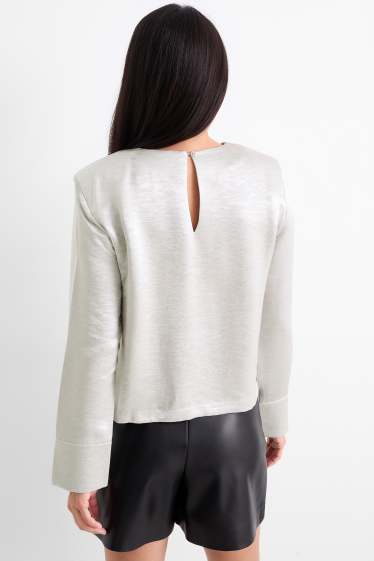 Dames - Blouse - glanzend - zilver
