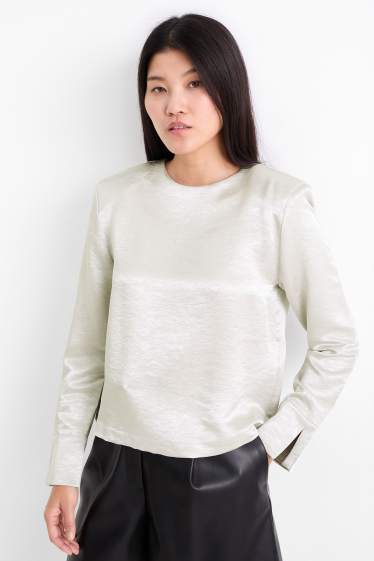 Dames - Blouse - glanzend - zilver