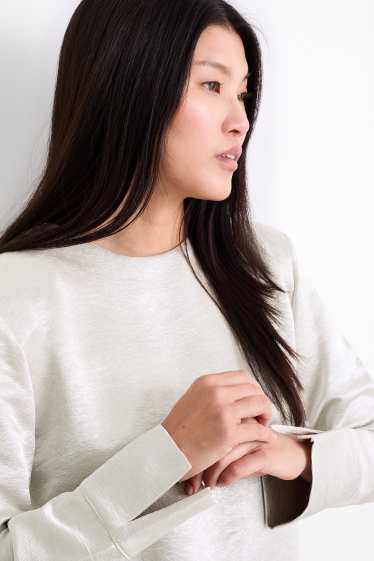 Dames - Blouse - glanzend - zilver