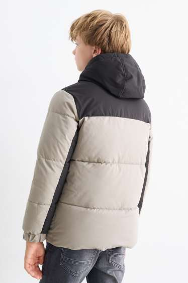 Kinder Jungen - Steppjacke mit Kapuze - grau