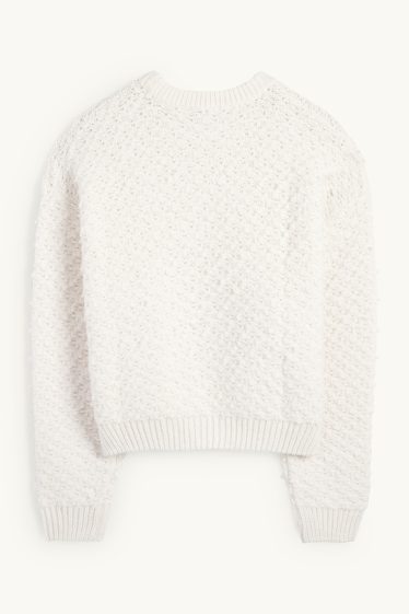Femmes - Pull en bouclé - blanc crème