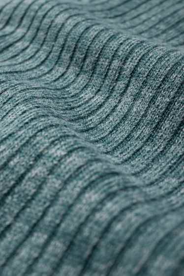 Dámské - Pletené šaty - žebrované - tyrkysová