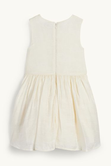 Kinder Mädchen - Blume - Kleid - strukturiert - cremeweiß