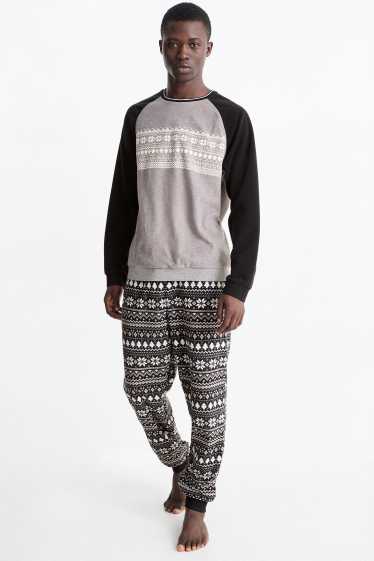 Herren - Fleece-Pyjama - dunkelgrau