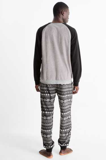 Herren - Fleece-Pyjama - dunkelgrau