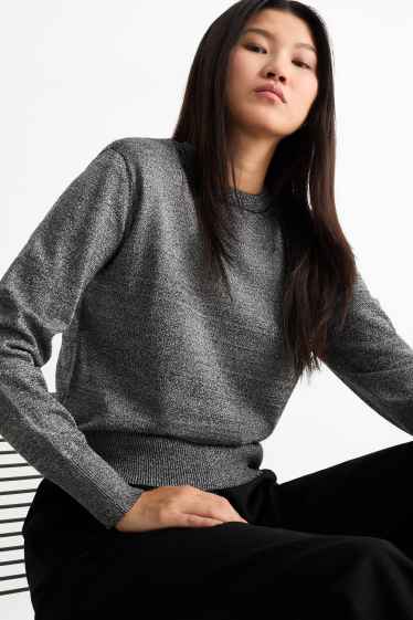Femmes - Pull à fine maille - brillant - gris