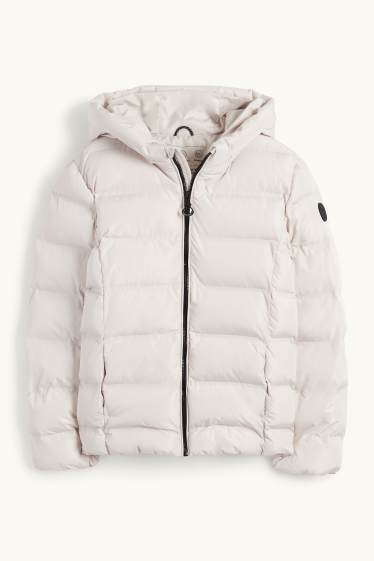 Kinder Mädchen - Steppjacke mit Kapuze - wasserabweisend - hellbeige