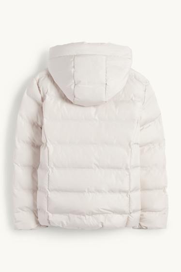 Kinder Mädchen - Steppjacke mit Kapuze - wasserabweisend - hellbeige