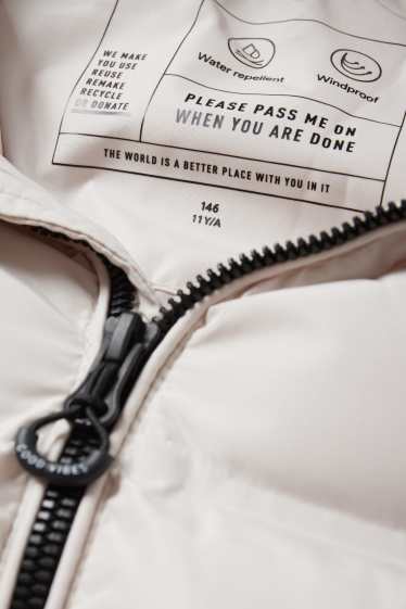 Kinder Mädchen - Steppjacke mit Kapuze - wasserabweisend - hellbeige