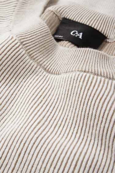 Herren - Pullover - gerippt - hellbeige