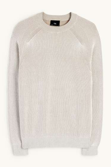Herren - Pullover - gerippt - hellbeige