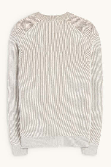 Herren - Pullover - gerippt - hellbeige