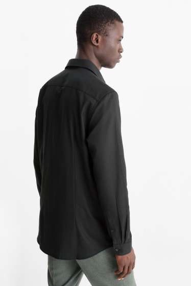 Herren - Businesshemd - Slim Fit - Clubkragen - bügelfrei - schwarz