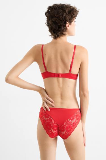 Women - Underwire bra - PLUNGE - padded - red