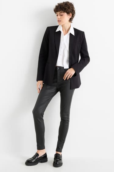 Damen - Hose - High Waist - Skinny Fit - glänzend - schwarz