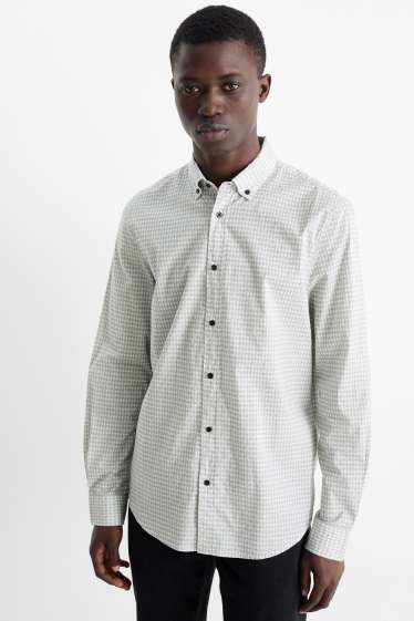 Home - Camisa - regular fit - button-down - cotó orgànic - blanc/negre