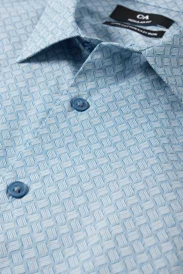 Herren - Businesshemd - Regular Fit - Kent - bügelleicht - gemustert - blau