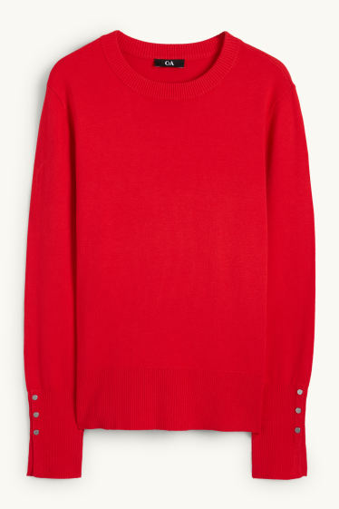 Women - Fine knit jumper - red