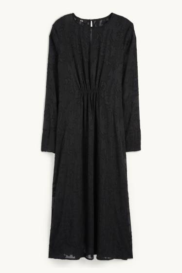 Femmes - Robe de gaze - à fleurs - noir