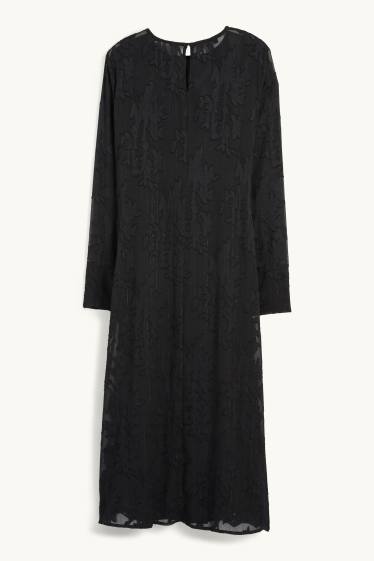 Femmes - Robe de gaze - à fleurs - noir