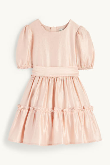 Kinder Mädchen - Kleid - glänzend - rosa