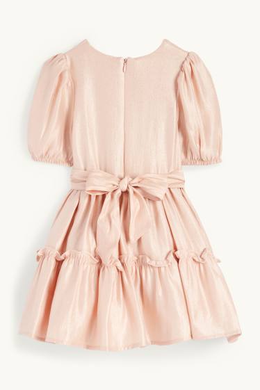 Kinder Mädchen - Kleid - glänzend - rosa