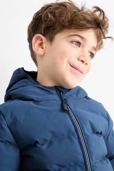 Kinder Jungen - Steppjacke mit Kapuze - wasserabweisend - blau