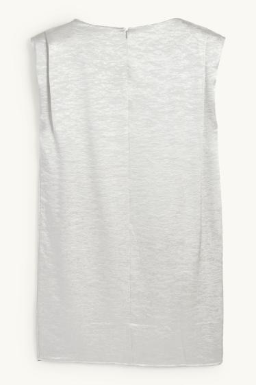 Women - Dress - shiny - textured - silver