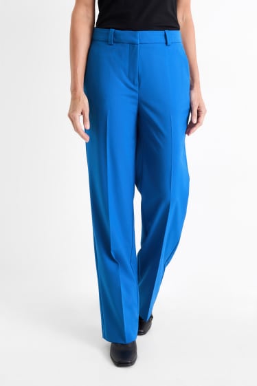 Damen - Stoffhose - Mid Waist - Straight Fit - blau