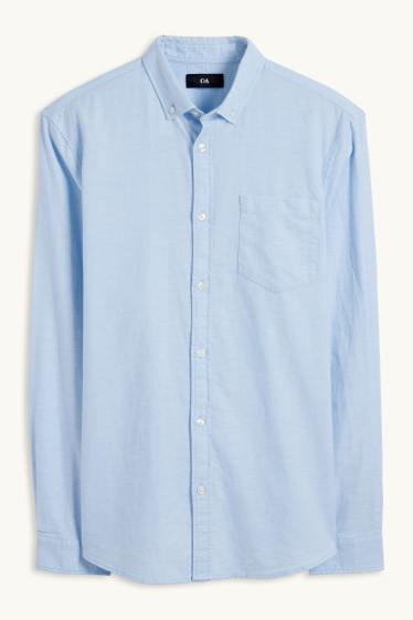 Pánské - Košile - regular fit - button-down - světle modrá
