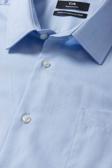 Uomo - Camicia business - regular fit - collo all'italiana - facile da stirare - azzurro