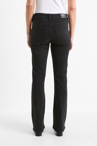 Dames - Bootcut jeans met strass-steentjes - mid waist - jeansdonkergrijs