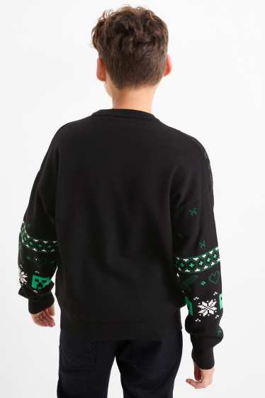 Enfants garçons - Minecraft - pull de Noël - noir