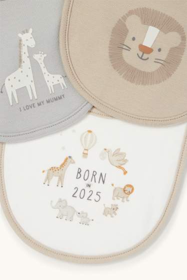 Unisex - Multipack of 3 - animals - baby bib - taupe