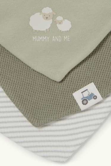 Baby Boys - Multipack of 3 - sheep and tractor - baby triangular scarf - green